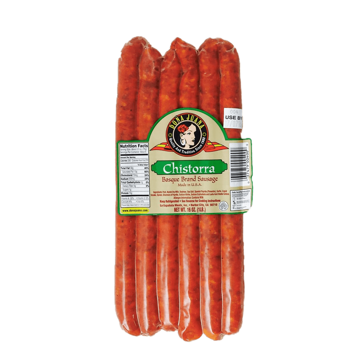Spanish Chistorra Sausage - Chistorra Española Doña Juana 16 oz - Iberian Ham Express