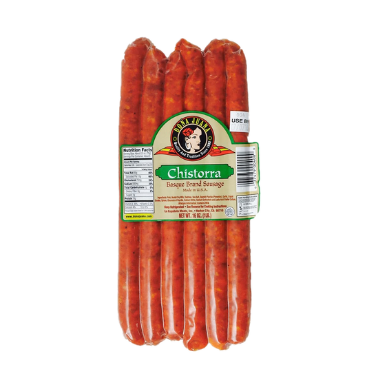 Spanish Chistorra Sausage - Chistorra Española Doña Juana, Authentic Spanish Sausage, 100% Pork, Ready-to-Cook, Rich Flavor, Traditional Recipe, 16 oz