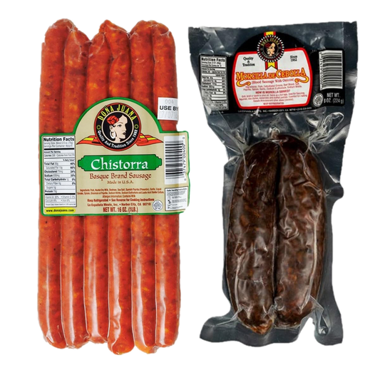 Spanish Sausage: Chistorra Española & Morcilla de Cebolla – Authentic Spanish Pork Sausage, Gluten-Free Blood Sausage, Perfect for Tapas & Cooking