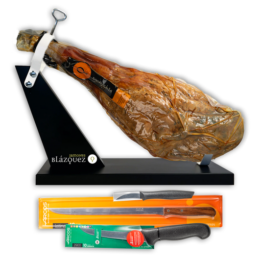 Blázquez Ibérico whole ham with stand and knife