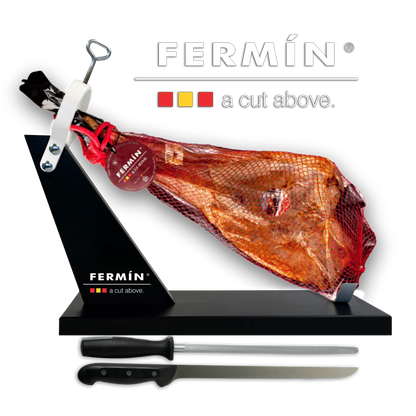 Fermín Jamón Serrano whole leg with ham stand and knife