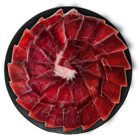 Iberico Acorn-Fed Ham - Sliced Jamon Pata Negra, 3 oz | Premium Spanish Dry-Cured Ham, Gourmet Charcuterie, 100% Bellota, Rich Flavor, Imported Iberian Delicacy